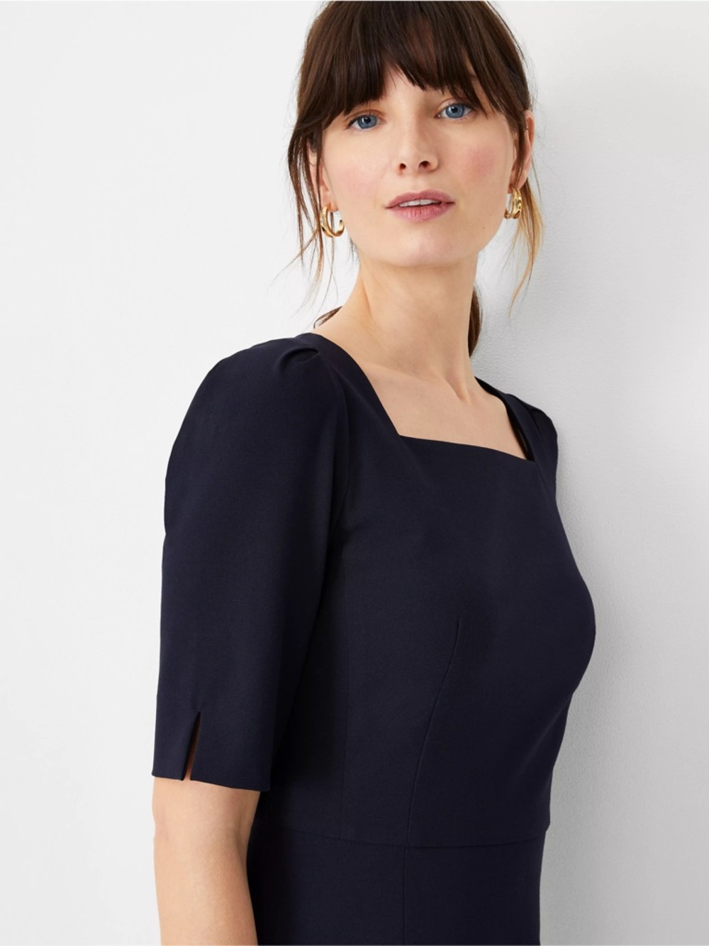 The Elbow Sleeve Square Neck Dress in Seasonless Stretch